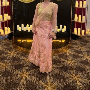 Elegant Gold and Pink Lehenga